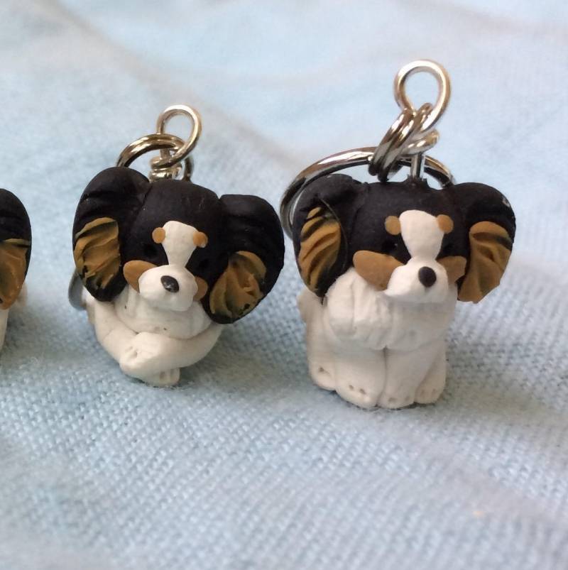 Dreifarbige Papillon Hund Polymer Clay Stichmarkierungen | 4Er Set von weeones
