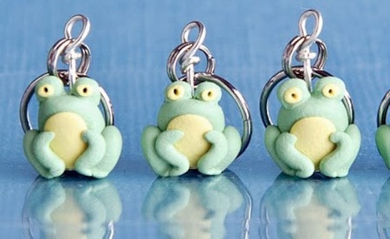 Frosch Maschenmarkierer Miniatur Polymer Clay Amphibien Anhänger Stricken Häkeln Zubehör 4Er Armee von weeones