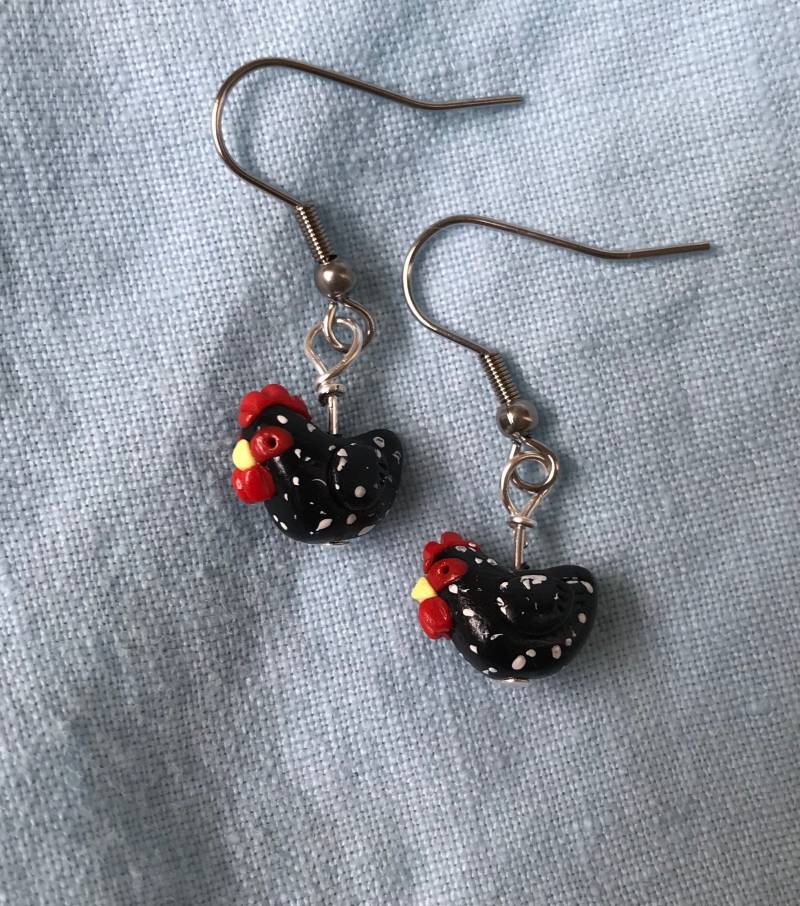 Kuckuck Maran Huhn Polymer Clay Gemeißelt Ohrringe Edelstahl von weeones