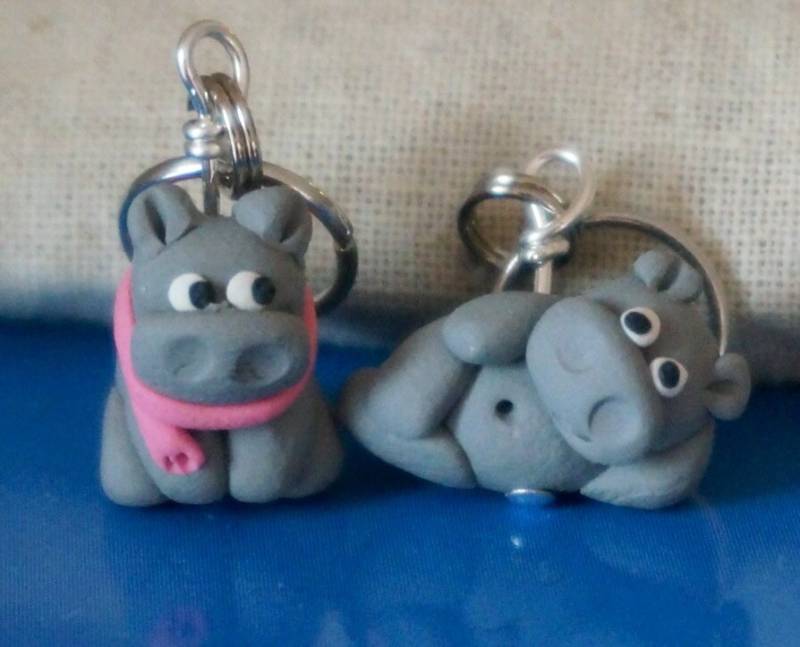 Nilpferd Polymer Clay Maschenmarkierer | 4Er-Pod von weeones