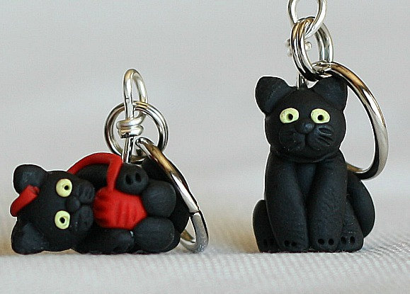 Schwarze Katzen Maschenmarkierer | 4Er Set von weeones