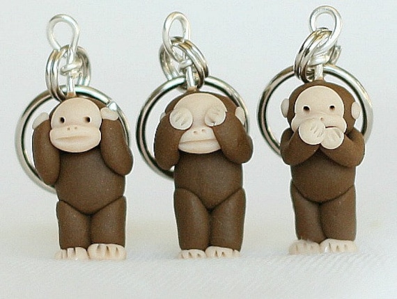 See No Evil Monkey Plus Banana Maschenmarkierer | 4Er Set von weeones