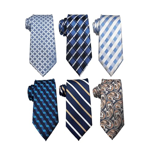 Wehug Lot 6 Stück Herren Seidenkrawatte gewebte Jacquard klassische Krawatten für Herren, EU-Lot6-tie022 von Wehug