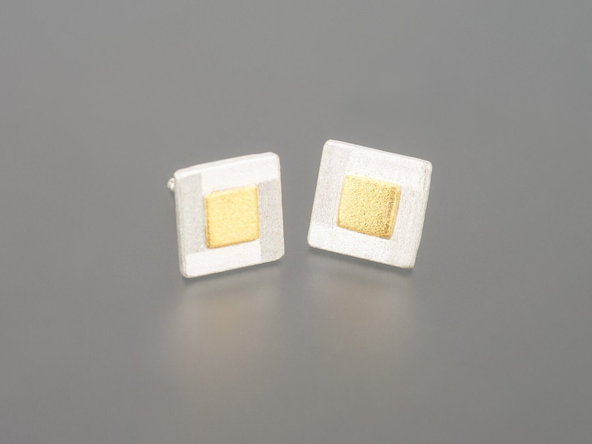 Silberohrstecker Mit Feingoldquadraten Silberohrstecker Mit Feingoldquadraten von weidenthaler