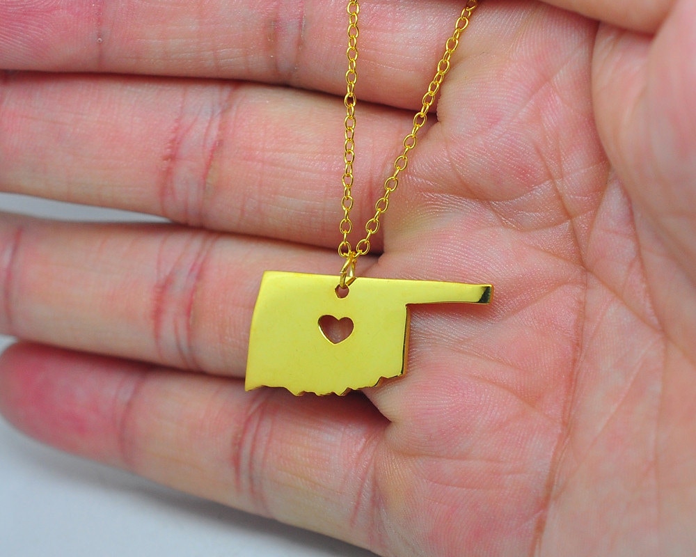 18K Golden Oklahoma State Geformte Halskette, Personalisierte Zustand Custom Jede Karte, Liebe Mein Zuhause, Herz Mark Place Memory Schmuck 18K Golden Oklahoma State Geformte Halskette, Personalisierte Zustand Custom Jede Karte, Liebe Mein Zuhause, Herz Mark Place Memory Schmuck von weimeiOrnaments