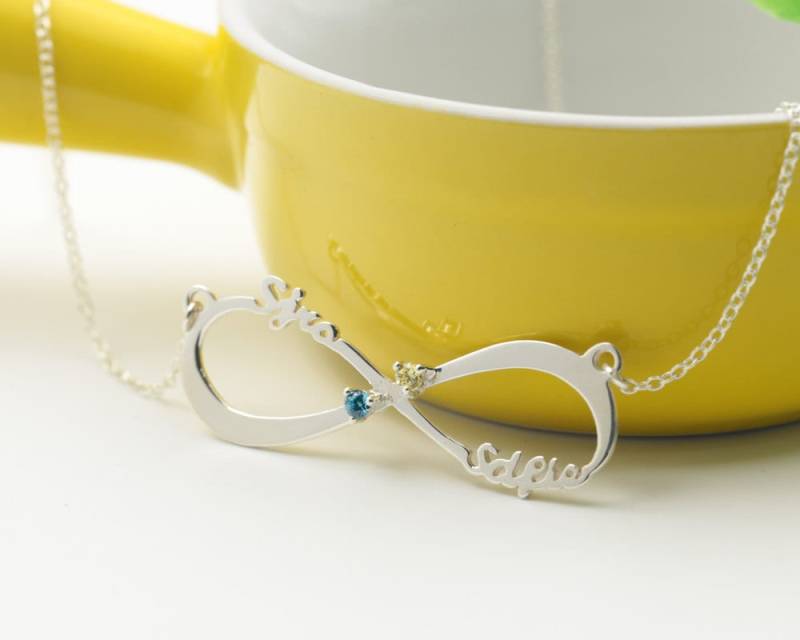 2 Name Infinity Halskette Angepasst 925 Sterling Silber, Zirkon Stein Personalisierte Infinite Pendent, Namenskette Halskette, Geschenk Der Mutter von weimeiOrnaments