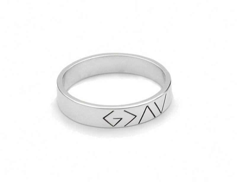 3mm Sterling Eingraviert Ring, Gott Ist Größer Als Die Höhen Und Tiefen Personalisierte Stempel-Ring, Benutzerdefinierten Namensring von weimeiOrnaments
