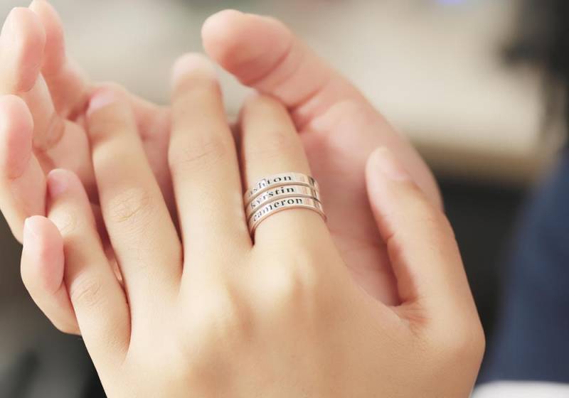 925 Silber Multi-Band-Ring, Benutzerdefinierten Namen Eingraviert, Personalisierte Knöchelring, Offener Ring, Stapelring, Familie Ring Manschette von weimeiOrnaments