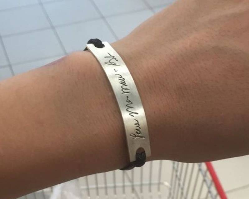 925 Silber Rustikale Herrenarmband, Graviert, Pinsel Bar-Seil-Kette, Benutzerdefinierte Armband Handschrift Memory Geschenk, Handgeschriebenen von weimeiOrnaments