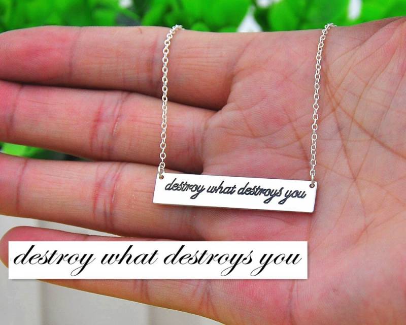 925 Sterling Silber Bar Halskette Personalisierte Zitat Eingraviert, Worte Anhänger, Benutzerdefinierte Signatur Speicher Schmuck von weimeiOrnaments