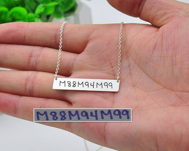 Custom Memorial Handschrift Bar, Personalisierte Gravur Pendent, Unterschrift Halskette, Weihnachtsgeschenk Custom Memorial Handschrift Bar, Personalisierte Gravur Pendent, Unterschrift Halskette, Weihnachtsgeschenk von weimeiOrnaments