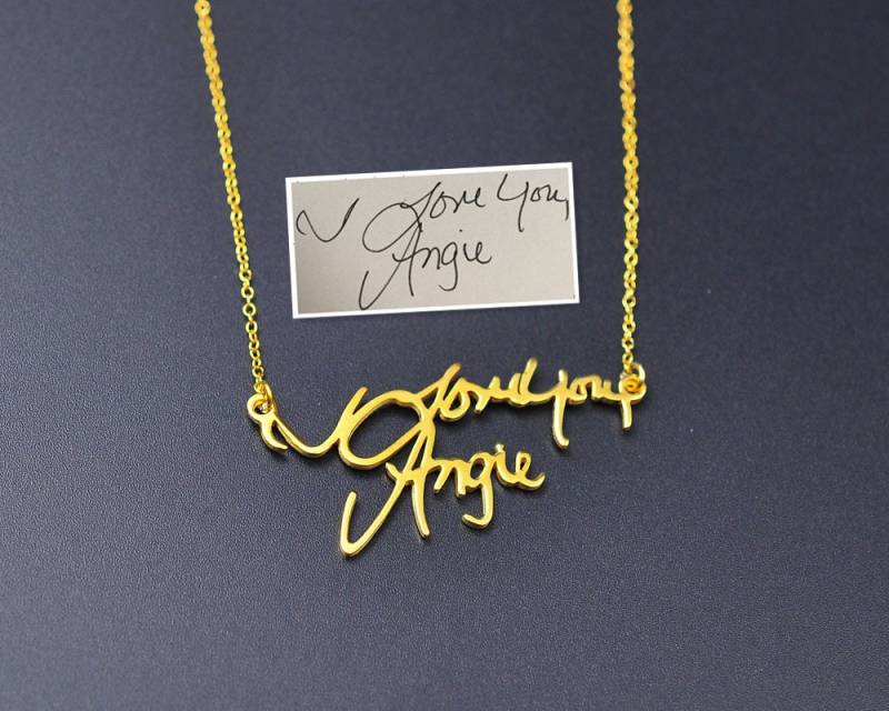 Gold Handschrift Halskette, Benutzerdefinierte Unterschriftenhalskette, Sterling Cut Name Anhänger, Personalisierte Kunstwerk Ihre Weihnachtsgeschenk von weimeiOrnaments