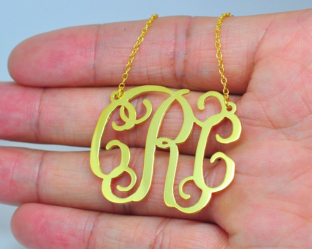 Gold Personalisierte 3 Initial Halskette, Monogramm Benutzerdefinierte Namen Ihr Namensschild Brautjungfer Schmuck, Weihnachtsgeschenk von weimeiOrnaments