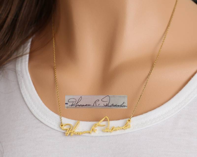 Gold Signature, Geschnitten Von Hand Geschrieben Namenskette, Individuelle Handschrift Kette, Personalisierte Memorial Schmuck, Brautjungfer von weimeiOrnaments