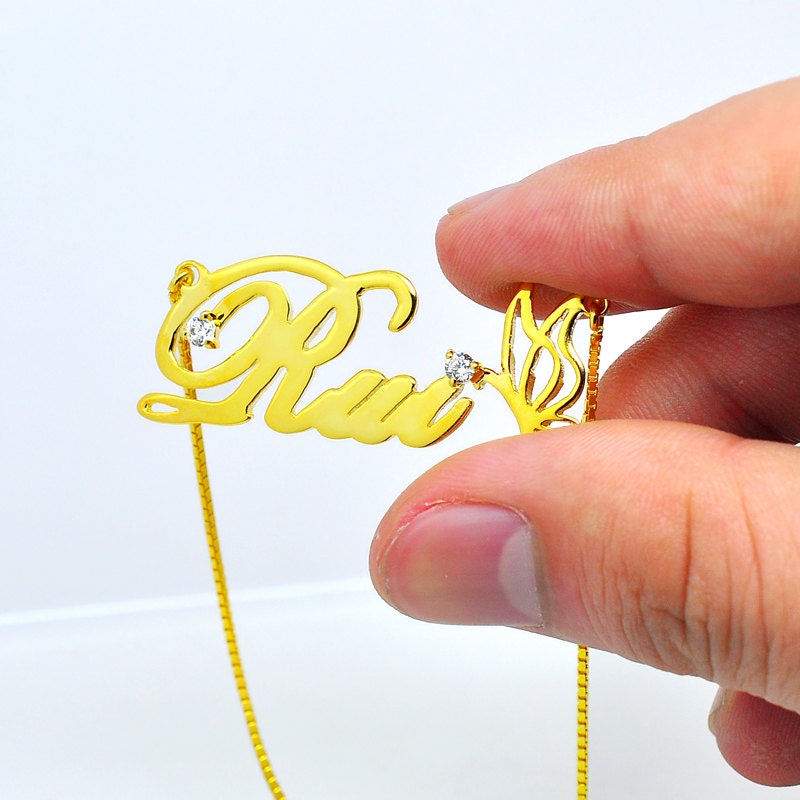 Goldene Halskette Mit Schmetterling, Personalisierte Wort, Crystal-Mode-Schmuck, Brautjungfer Individuelle Initial, 925 Silber Geschenk Goldene Halskette Mit Schmetterling, Personalisierte Wort, Crystal-Mode-Schmuck, Brautjungfer Individuelle Initial, 925 Silber Geschenk von weimeiOrnaments