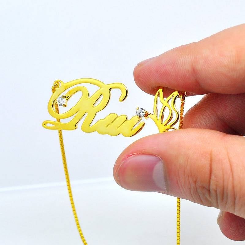 Goldene Halskette Mit Schmetterling, Personalisierte Wort, Crystal-Mode-Schmuck, Brautjungfer Individuelle Initial, 925 Silber Geschenk Goldene Halskette Mit Schmetterling, Personalisierte Wort, Crystal-Mode-Schmuck, Brautjungfer Individuelle Initial, 925 Silber Geschenk von weimeiOrnaments