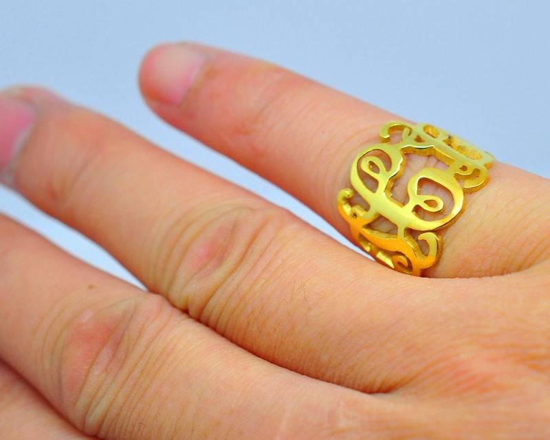 Goldenen Schnitt, 3 Erste Ring, Personalisierte Monogramm Benutzerdefinierten Namensring, 925 Sterling Silber, Unisex Weihnachtsgeschenk von weimeiOrnaments