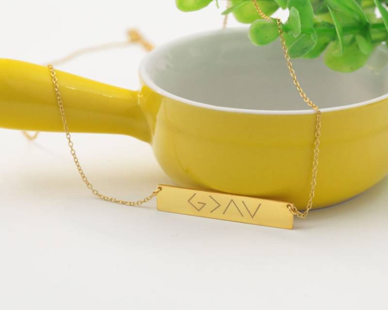 Gott Ist Größer Als Die Höhen Und Tiefen Halskette, Gold Bar Gravierte Symbol, Benutzerdefinierte Anhänger, Weihnachtsgeschenk Gott Ist Größer Als Die Höhen Und Tiefen Halskette, Gold Bar Gravierte Symbol, Benutzerdefinierte Anhänger, Weihnachtsgeschenk von weimeiOrnaments