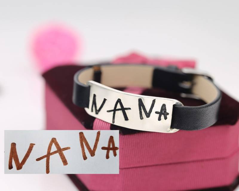 Handgeschriebene Lederbeine, Engraf Signature Armband, Custom Kids Handwriting Memorial Personalized Jewelry, Weihnachtsgeschenk von weimeiOrnaments