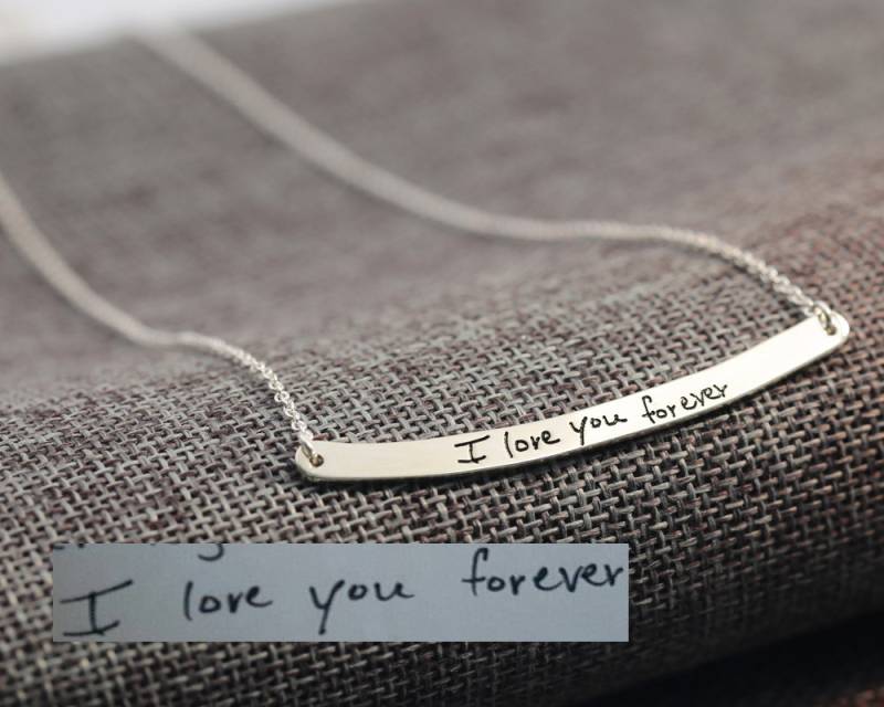 Handschriftliche Halskette Mit Gravur, Sterling Long Bar, Benutzerdefinierte Handschrift Leiste, Signatur Halskette, Personalisierter Namensschmuck Handschriftliche Halskette Mit Gravur, Sterling Long Bar, Benutzerdefinierte Handschrift Leiste, Signatur Halskette, Personalisierter Namensschmuck von weimeiOrnaments