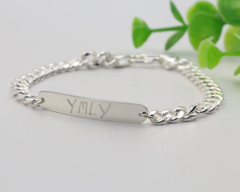 Handschriftliches Graviertes Personalisiertes Herrenarmband Aus 925Er Sterlingsilber, Benutzerdefinierte Signatur Handschrift Armband Mit von weimeiOrnaments