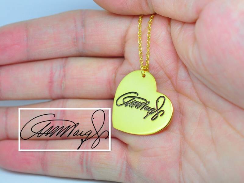 Herzform Gravur Signature Halskette, Benutzerdefinierte Handschrift Pendent, Gold Herz Personalisierte Bff in Memory Schmuck Herzform Gravur Signature Halskette, Benutzerdefinierte Handschrift Pendent, Gold Herz Personalisierte Bff in Memory Schmuck von weimeiOrnaments