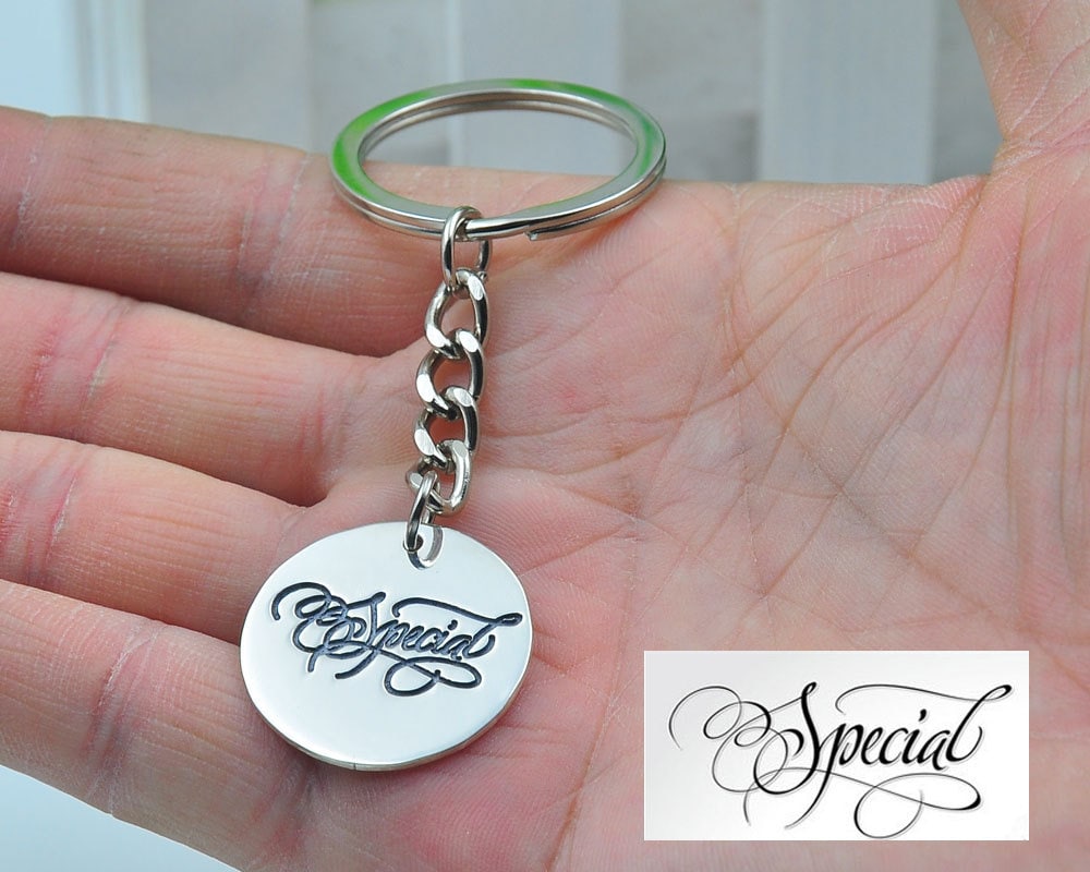 Individuelle Gravur Unterschrift Stempel, Scheibe Schlüsselanhänger, Schlüsselanhänger Mit Ihrem Logo, Handschrift Memorial Schmuck, Familie von weimeiOrnaments