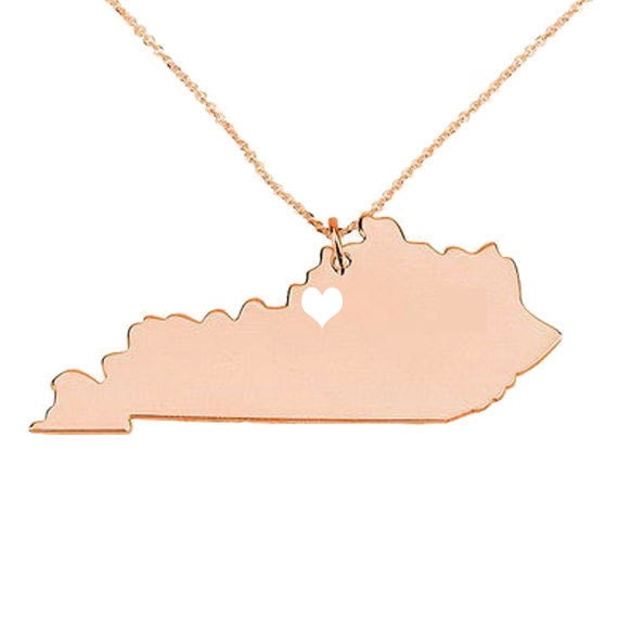 Kentucky State Halskette Ky Zustand Charmehalskette Geformte Personalisierte Roségold Mit Einem Herz von weimeiOrnaments