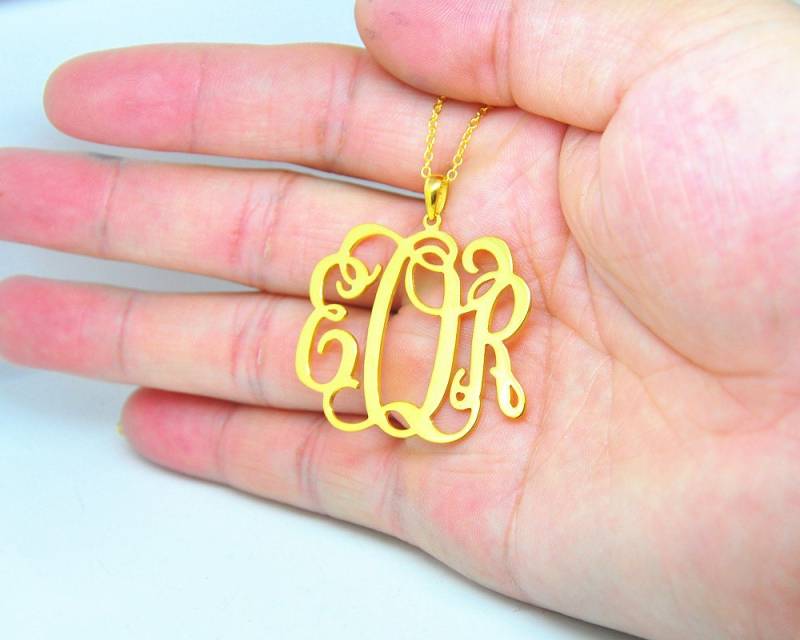 Monogramm Halskette Vergoldet, Initial Pendent, Vermeil Anhänger, Benutzerdefinierte Schmuck, Weihnachtsgeschenk von weimeiOrnaments