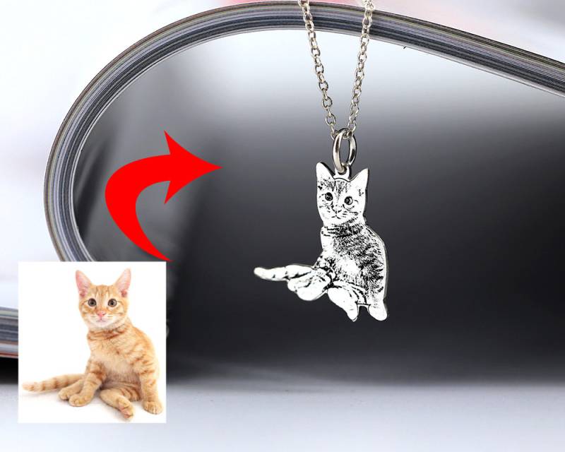 Personalisierte Foto-Halskette, Benutzerdefinierte Pet-Memorial Halskette, Graviert, Foto-Andenken, Schöne Geschenk Für Katzen/Hunde-Fan von weimeiOrnaments