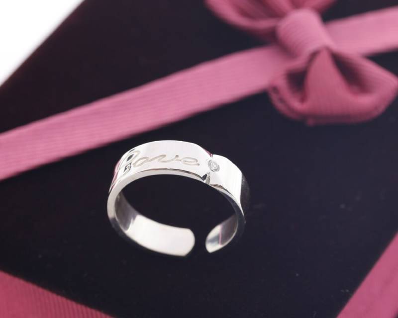 Personalisierte Manschette Ring Graviert Namen 925 Massiv Silber, Kristall Hochzeit Ring, Ihr Seinen Benutzerdefinierten Diamant Paar von weimeiOrnaments