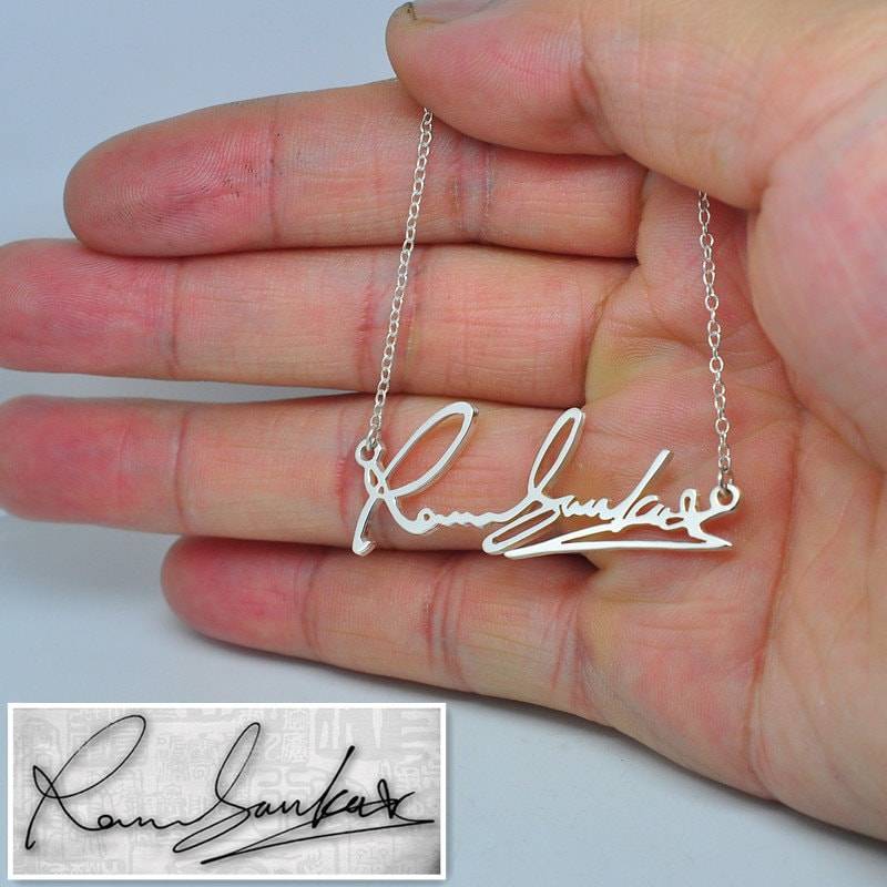 Personalisierte Namenskette, Sterlingsilber-Anhänger, Handschrift-Halskette, Modedesign-Schmuck von weimeiOrnaments