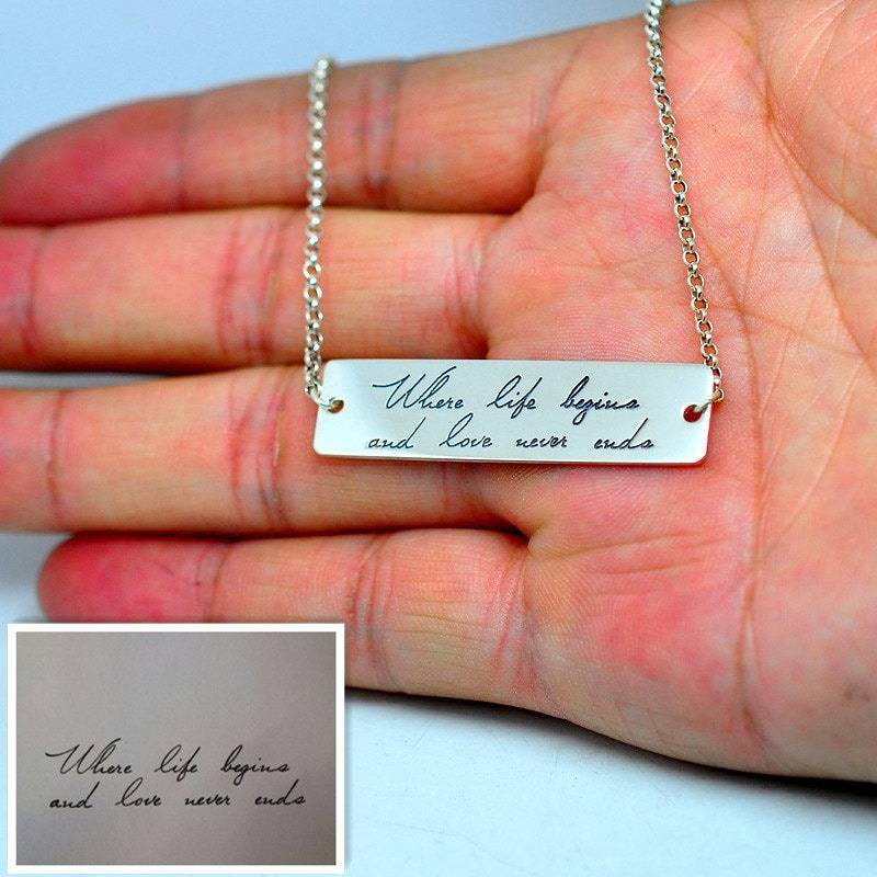 Personalisierte Unterschrift Gravur Armband, Benutzerdefinierte Handschrift Name Tag Namensschild Silber Bar Schmuck, Weihnachtsgeschenk Personalisierte Unterschrift Gravur Armband, Benutzerdefinierte Handschrift Name Tag Namensschild Silber Bar Schmuck, Weihnachtsgeschenk von weimeiOrnaments