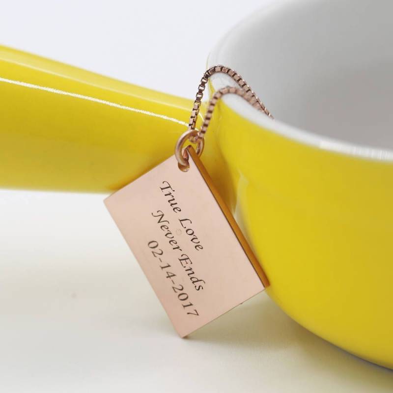 Rose Gold Liebesbrief Halskette Personalisierte Worte Graviert, Benutzerdefinierte Zitat Box Kette, Memory Für Liebhaber, Weihnachtsgeschenk von weimeiOrnaments