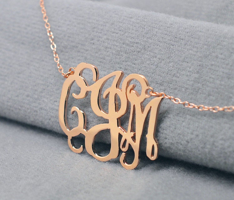 Rose Gold Monogramm Halskette Personalisiert, Erste Benutzerdefinierte Namen Halskette, Buchstabe Name Monogramm, Brautjungfer Schmuck von weimeiOrnaments