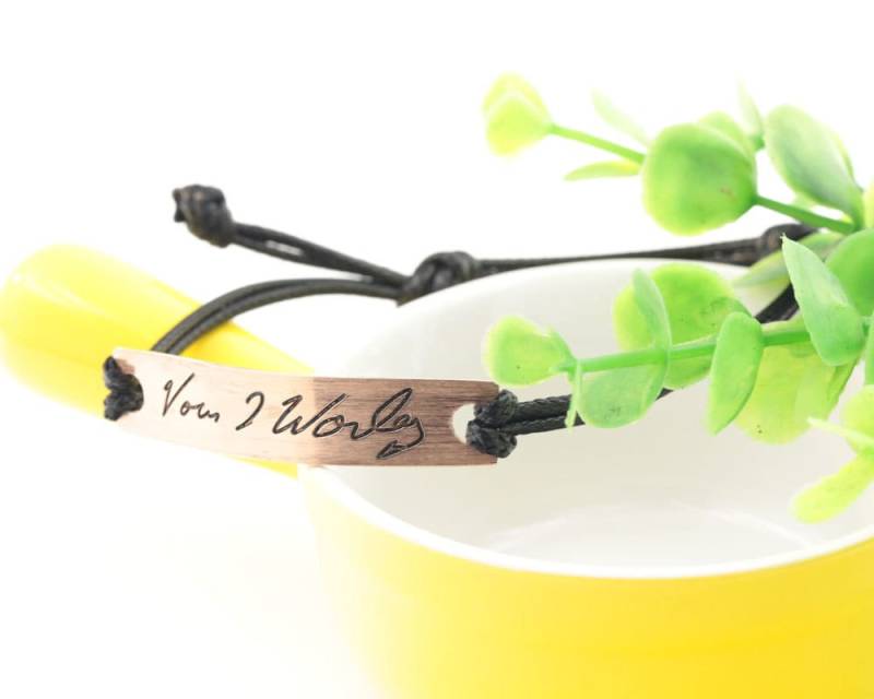 Rose Gold Signature Bar, Seil-Kette, Von Hand Geschrieben Graviert Armband, Pinsel Rustikale Angepasst Handschrift Schmuck, Signatur Mann von weimeiOrnaments