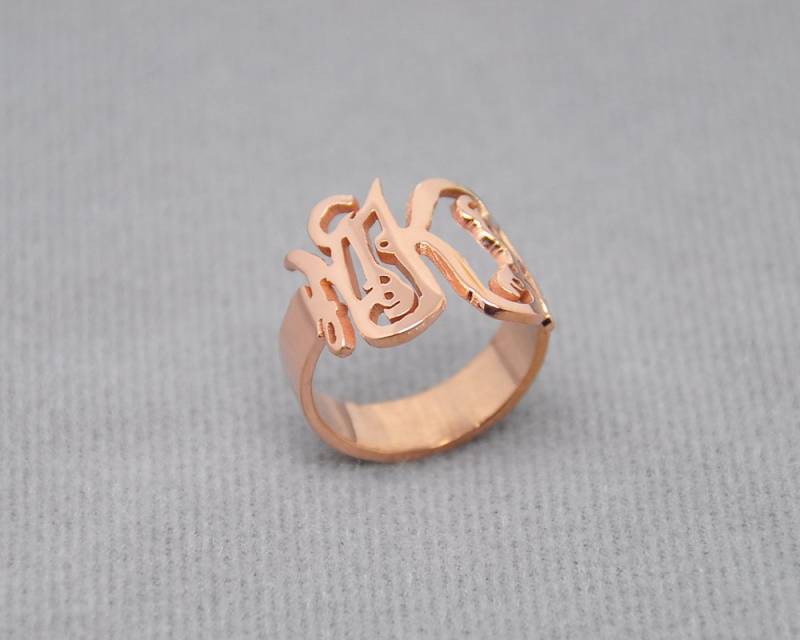 Rosegold 3 Initial Ring, Monogramm Personalisierte Namensring, Silve Cut Out Nobler Personalisierter Schmuck, Geschenk Des Vaters Rosegold 3 Initial Ring, Monogramm Personalisierte Namensring, Silve Cut Out Nobler Personalisierter Schmuck, Geschenk Des Vaters von weimeiOrnaments