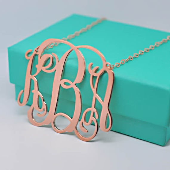 Rosegold Monogramm Halskette - 3, 25 Zoll, Personalisiertes Monogramm, Roségold 925 Sterling Silber 18K Vergoldet Rosegold Monogramm Halskette - 3, 25 Zoll, Personalisiertes Monogramm, Roségold 925 Sterling Silber 18K Vergoldet von weimeiOrnaments