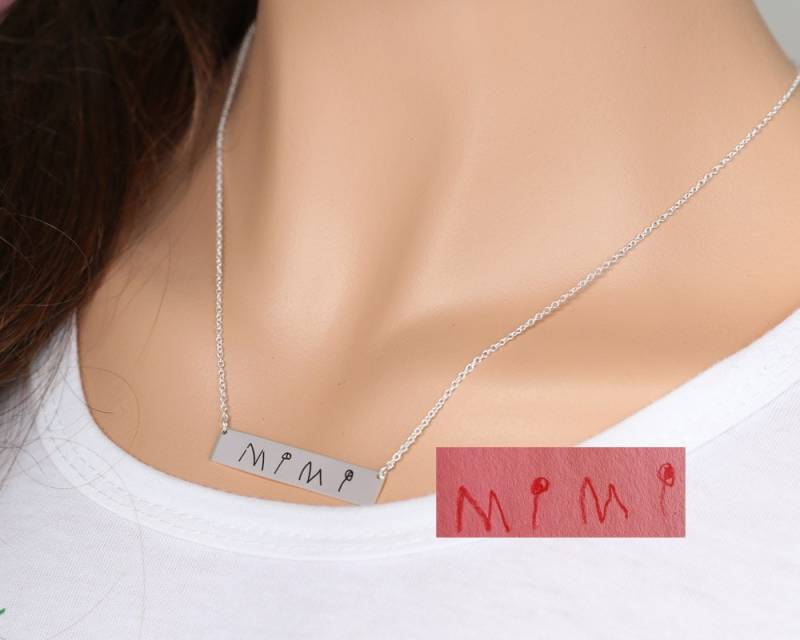 Signature Gravierte Bar, Benutzerdefinierte Ihr Design Name Halskette, Personalisierte Handschrift Kreative Hochzeit Brautjungfer Halskette Signature Gravierte Bar, Benutzerdefinierte Ihr Design Name Halskette, Personalisierte Handschrift Kreative Hochzeit Brautjungfer Halskette von weimeiOrnaments