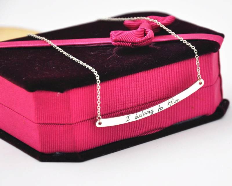 Silber Lange Bar Halskette, Personalisierte Worte Eingraviert, Stempel Name Pendent, Mode Typenschild Weihnachtsgeschenk von weimeiOrnaments