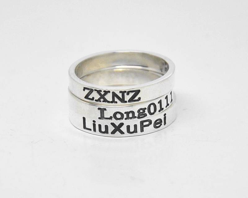 Silber Stapelringe, Gravierte Name, Personalisierte Ring-Set, Handstempel Worte, Bff Ring, Weihnachtsgeschenk von weimeiOrnaments