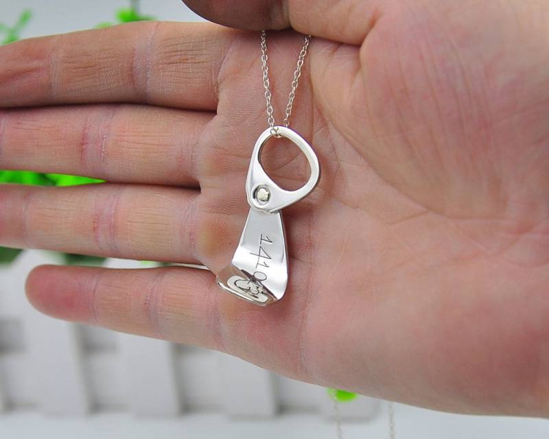Sterling Silber Can Pull Ring Halskette, Gravur Datum Benutzerdefinierte Pop Tag Pendent, Personalisierte Paar Stempel Weihnachtsgeschenk von weimeiOrnaments