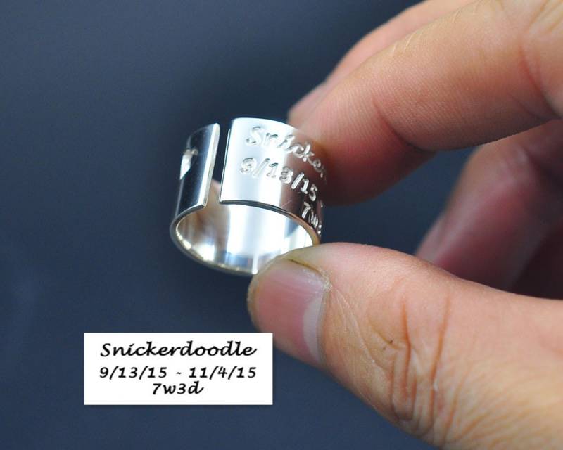 Sterling Silber Handschrift Manschette Ring, Cutom Signature Gravierte Wörter Stempel Breiter Herz Personalisierte Weihnachtsgeschenk von weimeiOrnaments