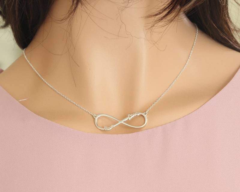 sterling Infinity Namenskette Paar Typenschild Halskette, Benutzerdefinierte Liebhaber Namen, Personalisierte Geschenk Für Sie von weimeiOrnaments