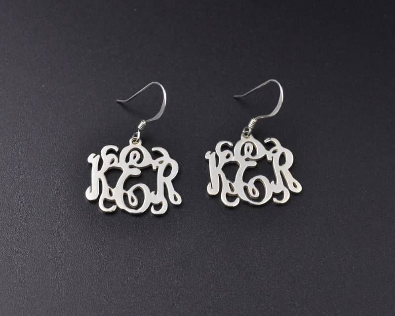 sterling Monogramm Ohrring, Benutzerdefinierte Initial Baumeln, Typenschild Brief-Ohrringe, Personalisierte Monogrammiert Geschenk von weimeiOrnaments