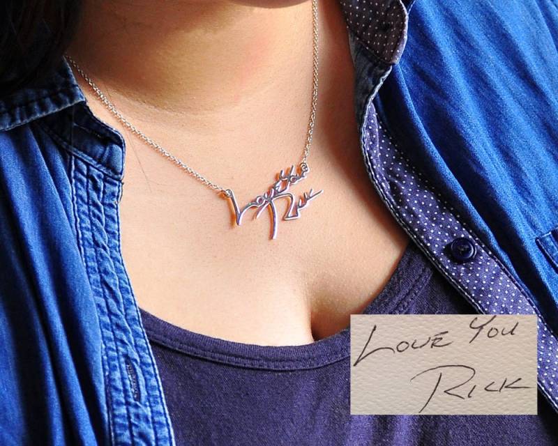 sterling Signature Halskette, Benutzerdefinierte Hand Geschrieben Namen Personalisierte Handschrift Worte Gedenkschmuck, Mama Geschenk von weimeiOrnaments