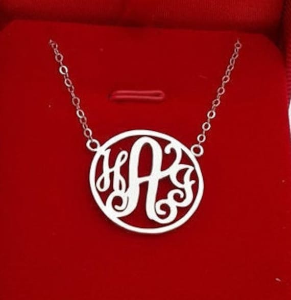 sterling Silber Kreis Monogramm Halskette, Personalisierte Personalisiert Mit Ihren Initialen, Benutzerdefinierte Halskette von weimeiOrnaments