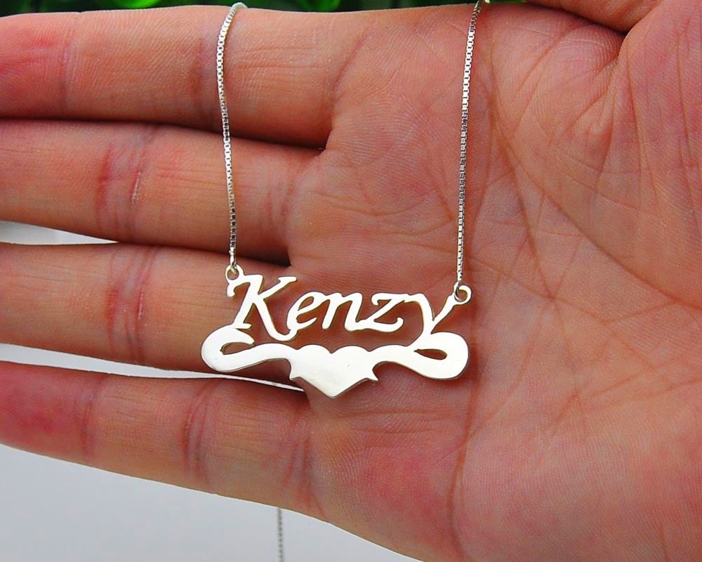 sterling Silber Typenschild, Gliederkette, Benutzerdefinierten Namen Halskette Mit Herz, Personalisierten Schmuck Der Frauen von weimeiOrnaments