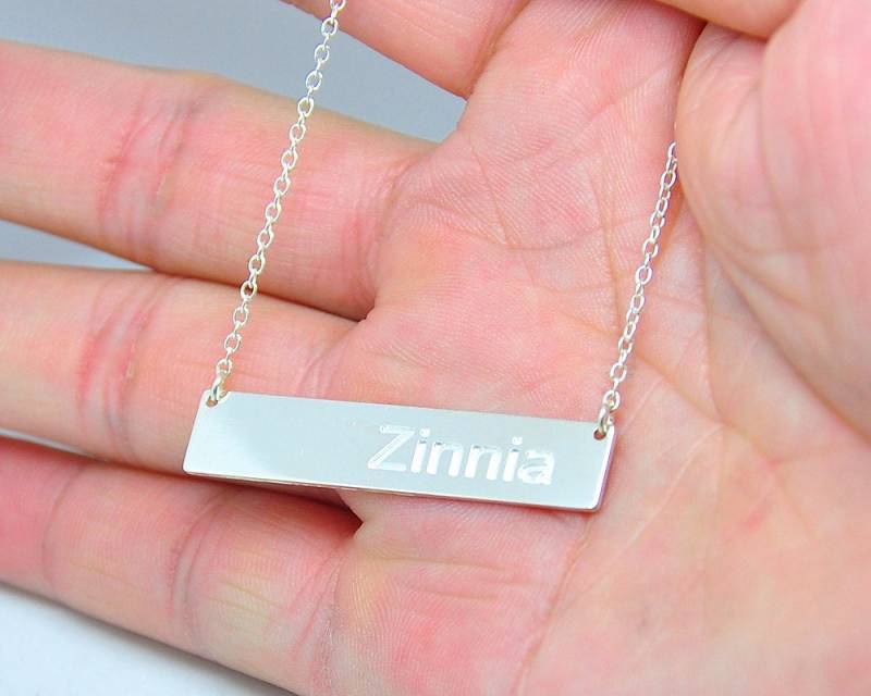 sterling Silver Bar Halskette, Gravierte Namen, Personalisierte Erste Pendent, Handstempel Angefertigt, Brautjungfer Schmuck, Weihnachtsgeschenk sterling Silver Bar Halskette, Gravierte Namen, Personalisierte Erste Pendent, Handstempel Angefertigt, Brautjungfer Schmuck, Weihnachtsgeschenk von weimeiOrnaments