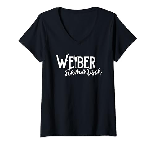 Damen weiber stammtisch T-Shirt mit V-Ausschnitt von weingerpremiumclubh weindeutschhbr